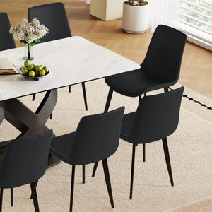 English Elm 71" Rectangular Dining Table: Modern Luxury With Sintered Stone Top & Steel Base For Stylish Gatherings W2699S00079