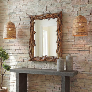 Uttermost Salvaged Teak Root Wall Mirror Organic Sculptural Frame Rustic Accent