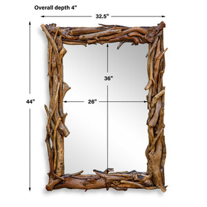 Uttermost Salvaged Teak Root Wall Mirror Organic Sculptural Frame Rustic Accent