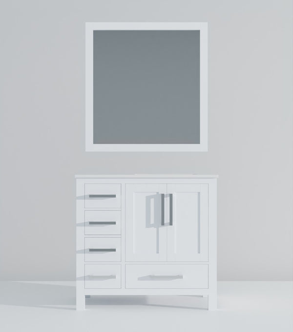 English Elm White Bath Vanity Set With Cultured Marble Top And Matching Mirror – Stylish Storage Solution! B2731S00781-GIGA