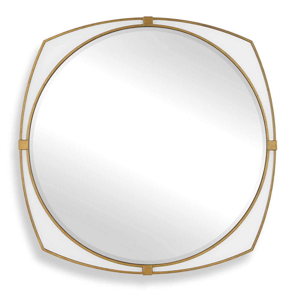 Uttermost Uttermost Estella Antique Gold Geometric Round Wall Mirror with White Glass Inlays 08366