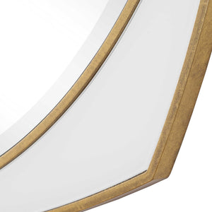 Uttermost Estella Antique Gold Geometric Round Wall Mirror with White Glass Inlays