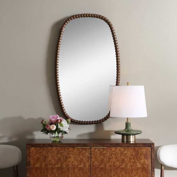 Uttermost Apphia Aged Bronze Ribbed Frame Wall Mirror for Any Room Decor