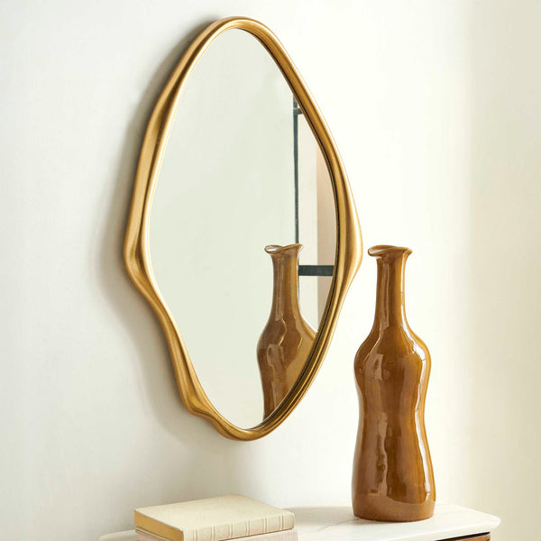 Uttermost Aster Elongated Abstract Wall Mirror with Antique Gold Artisan Frame