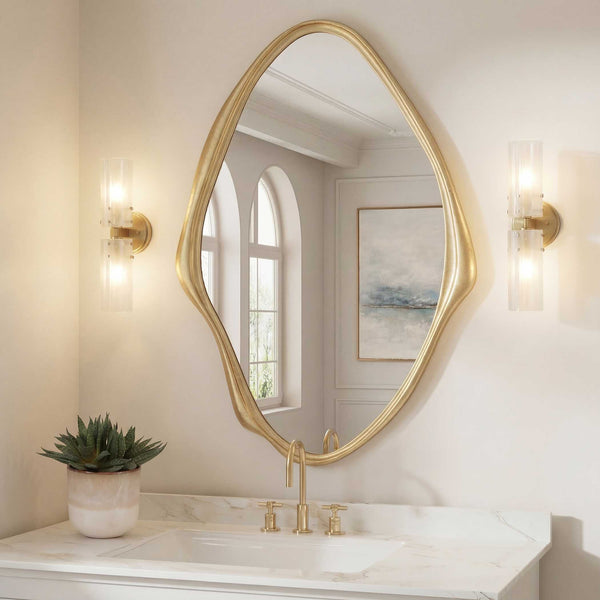 Uttermost Aster Elongated Abstract Wall Mirror with Antique Gold Artisan Frame