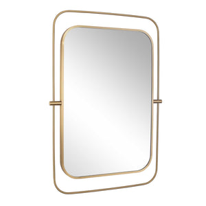 Uttermost Moreni Antique Brass Wall Mirror with Floating Double Frame Rounded Corners
