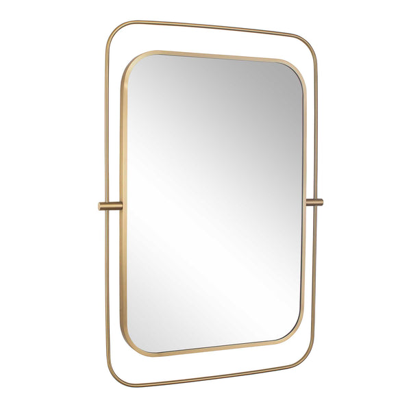 Uttermost Moreni Antique Brass Wall Mirror with Floating Double Frame Rounded Corners