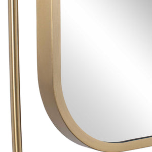 Uttermost Moreni Antique Brass Wall Mirror with Floating Double Frame Rounded Corners