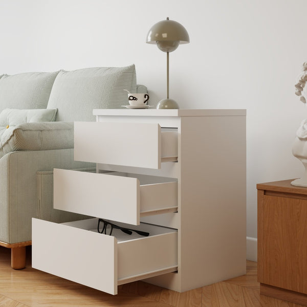 English Elm 19.7-inch Matte Finish Nightstand with Touch Release Drawers for Minimalist Bedrooms White W3151P407888
