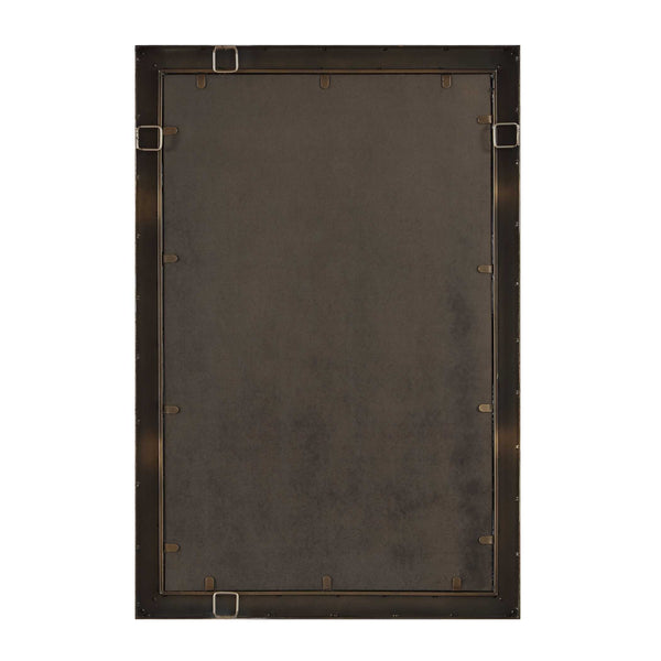 Uttermost Travertine Stone Rectangular Wall Mirror with Golden Bronze Accent Band