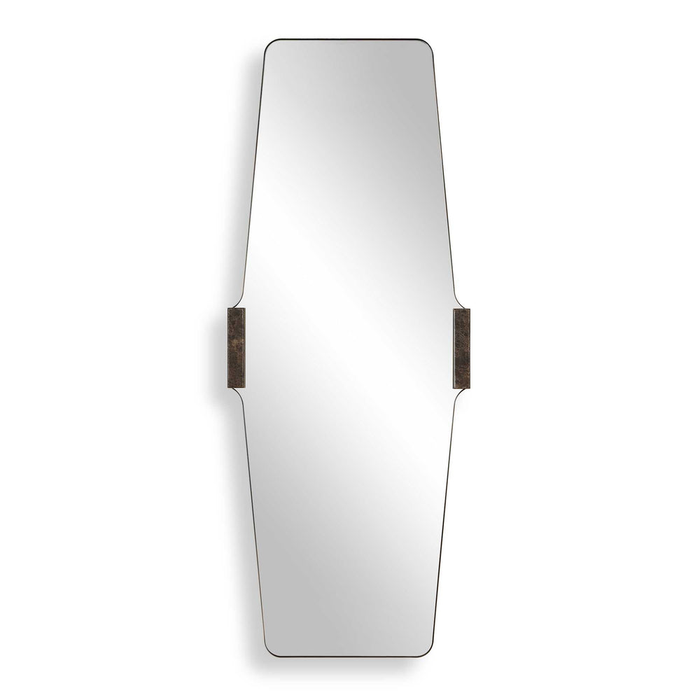 Uttermost Uttermost Orson Tall Wall Mirror with Brass Iron Frame and Emperador Marble Accents 08376