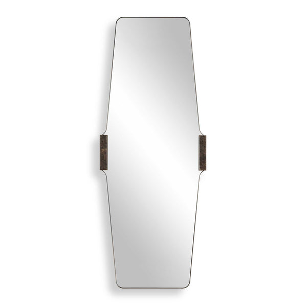 Uttermost Uttermost Orson Tall Wall Mirror with Brass Iron Frame and Emperador Marble Accents 08376