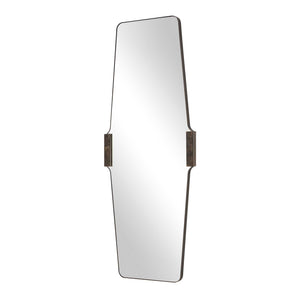Uttermost Orson Tall Wall Mirror with Brass Iron Frame and Emperador Marble Accents