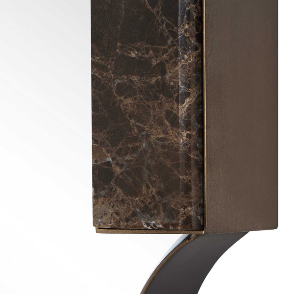 Uttermost Orson Tall Wall Mirror with Brass Iron Frame and Emperador Marble Accents