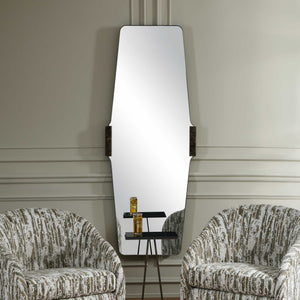 Uttermost Orson Tall Wall Mirror with Brass Iron Frame and Emperador Marble Accents