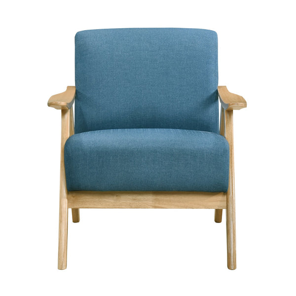 English Elm Modern Velvet Accent Chair with Dark Walnut Angular Frame, Streamlined Mid-Century Comfort Design Blue,Natural 35.5 L x 25.5 W x 20 H B011P271955