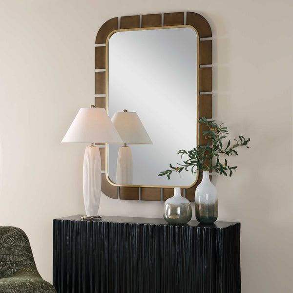 Uttermost Segment Two-tone Wall Mirror with Antiqued Gold and Dark Bronze Frame