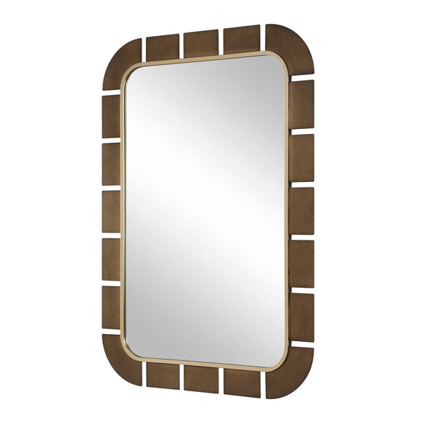Uttermost Segment Two-tone Wall Mirror with Antiqued Gold and Dark Bronze Frame