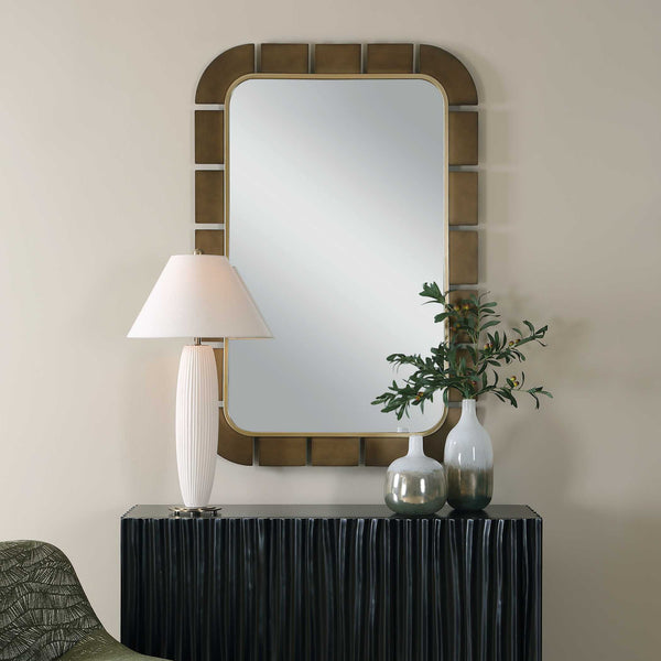 Uttermost Segment Two-tone Wall Mirror with Antiqued Gold and Dark Bronze Frame