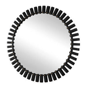 Uttermost Jael Sculptural Iron Band Round Mirror with Gold Rivet Accents