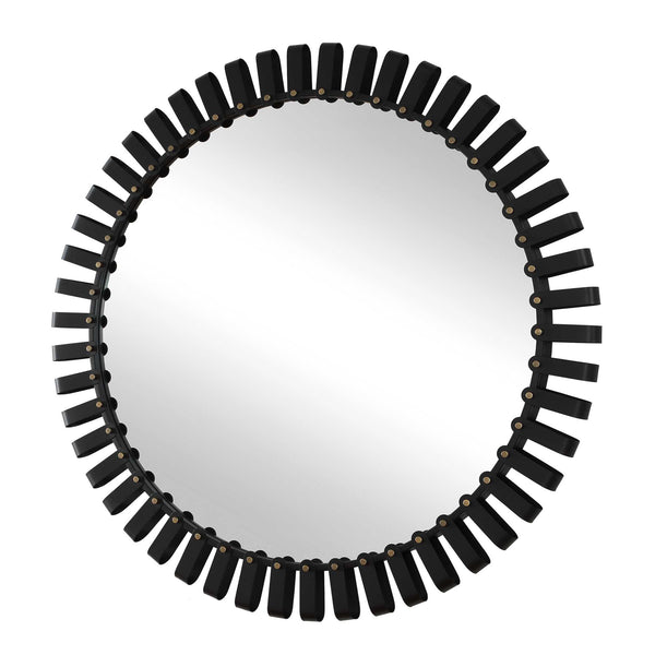 Uttermost Jael Sculptural Iron Band Round Mirror with Gold Rivet Accents