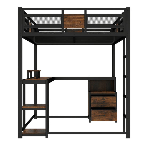 English Elm Double Twin House Bed Pine Wood Frame Kids Playhouse Bunk with Storage Drawers W5305S00005