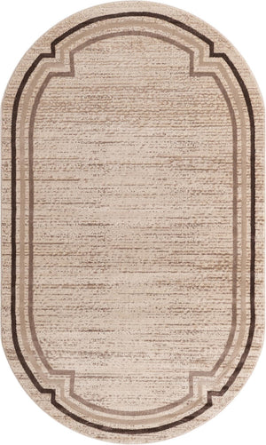 Unique Loom Oasis Fountain Machine Made Border Rug Brown, Beige/Light Brown/Ivory 5' 0" x 8' 0"