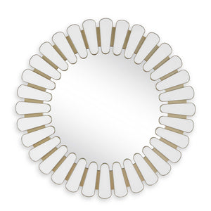 Uttermost Uttermost Miran Antique Gold Sunburst Round Mirror with White Glass Accents 08381