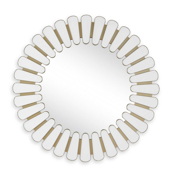 Uttermost Uttermost Miran Antique Gold Sunburst Round Mirror with White Glass Accents 08381