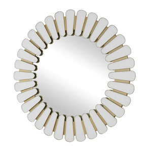 Uttermost Miran Antique Gold Sunburst Round Mirror with White Glass Accents