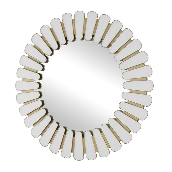 Uttermost Miran Antique Gold Sunburst Round Mirror with White Glass Accents