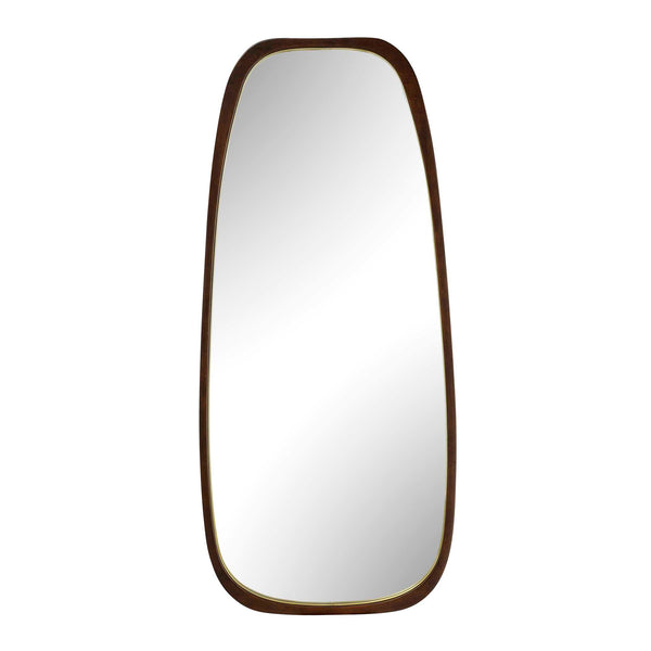 Uttermost Uttermost Zachari Sculptural Full Length Walnut Mirror with Brass Liner Accent 08384
