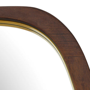 Uttermost Zachari Sculptural Full Length Walnut Mirror with Brass Liner Accent