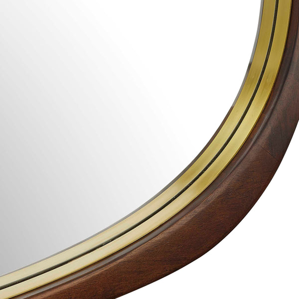 Uttermost Zachari Sculptural Full Length Walnut Mirror with Brass Liner Accent
