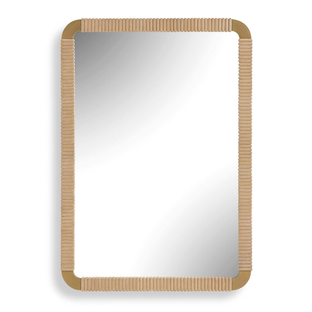 Uttermost Uttermost Heinrich Reeded Alder Wood Wall Mirror with Antique Brass Iron Corners 08385