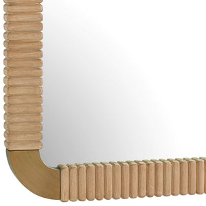 Uttermost Heinrich Reeded Alder Wood Wall Mirror with Antique Brass Iron Corners