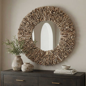 Uttermost Rossetti Handcrafted Moringa Branch Round Wall Mirror Organic Sculptural