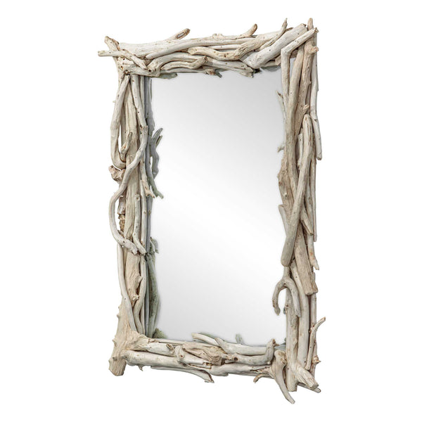 Uttermost Salvaged Teak Root Wall Mirror Bleached Organic Frame Rustic Coastal Accent