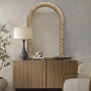 Uttermost Woven Seagrass Arch Wall Mirror Coastal Boho Accent for Any Room
