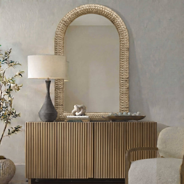 Uttermost Woven Seagrass Arch Wall Mirror Coastal Boho Accent for Any Room