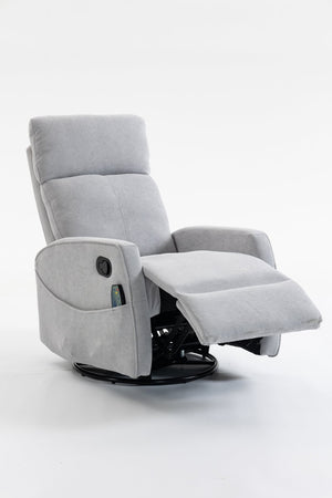 English Elm Short Plush Swivel Recliner Armchair with 360 Degree Rotation for Living Room Grey W547P437355