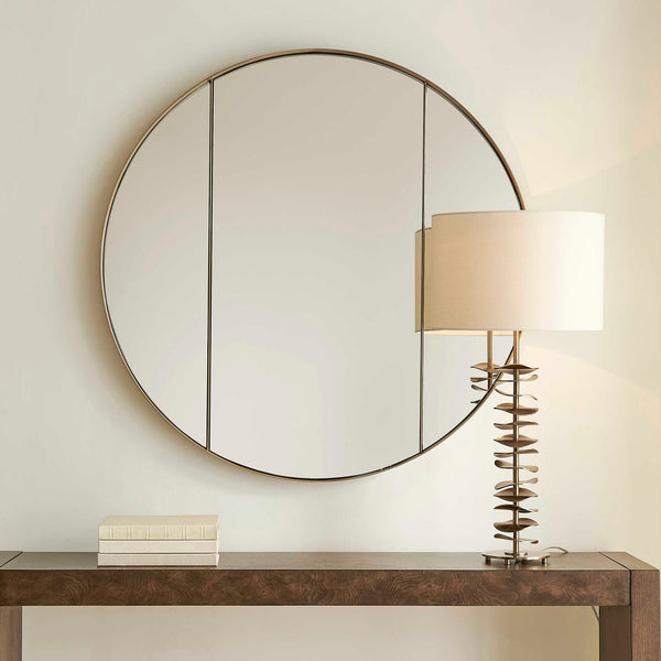 Uttermost Amram Antique Brass Stainless Steel Three Panel Round Wall Mirror