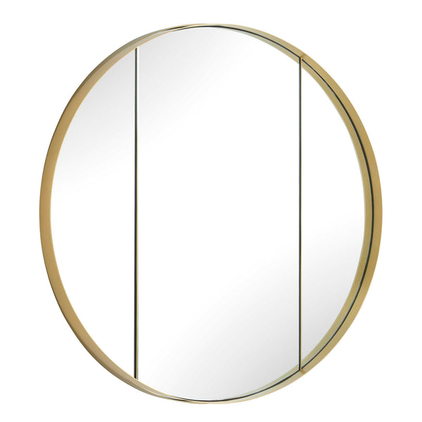 Uttermost Amram Antique Brass Stainless Steel Three Panel Round Wall Mirror