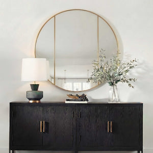 Uttermost Amram Antique Brass Stainless Steel Three Panel Round Wall Mirror