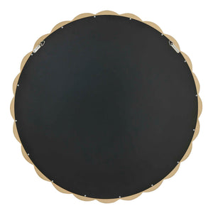 Uttermost Cerrito Scalloped Solid Wood Round Mirror with Antiqued Ivory Burnished Finish