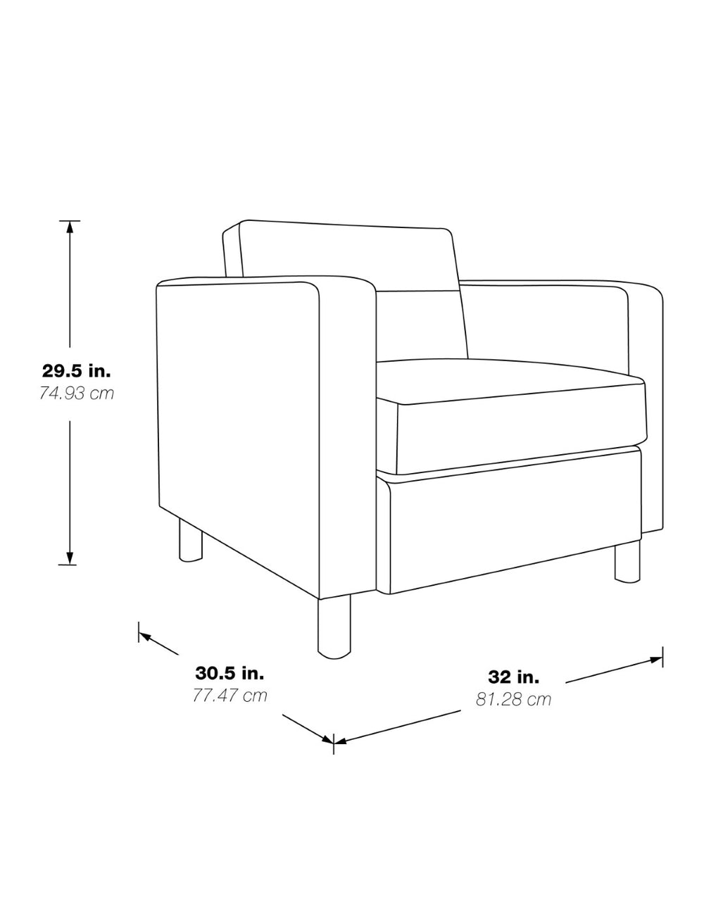 OSP Home Furnishings Pacific Club Armchair with Vinyl Upholstery and Chrome Legs for Modern Living Rooms R PAC51-R