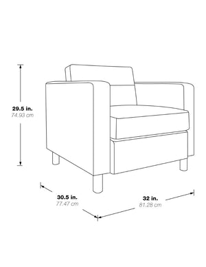 OSP Home Furnishings Pacific Club Armchair with Vinyl Upholstery and Chrome Legs for Modern Living Rooms R PAC51-R