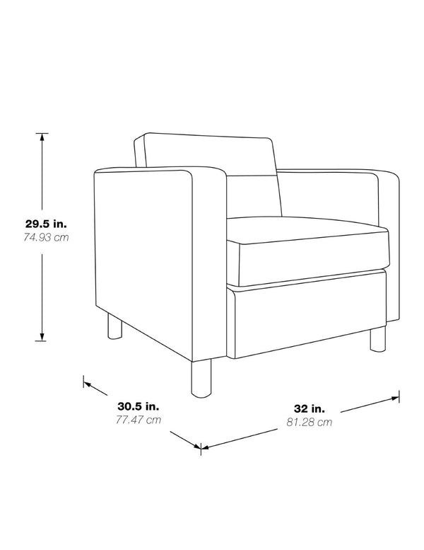OSP Home Furnishings Pacific Club Armchair with Vinyl Upholstery and Chrome Legs for Modern Living Rooms R PAC51-R