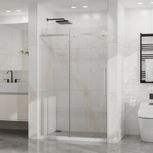 English Elm Goodyo Frameless Sliding Shower Door 48" X 72" - Durable 1/4" Tempered Glass, Easy-Clean Stainless Steel D163118744