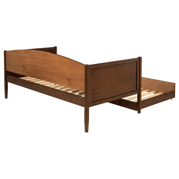 English Elm Fallbrook Twin Daybed with Trundle in Medium Walnut — Elegant, Durable Rubberwood Frame for Cozy Spaces B062S01295